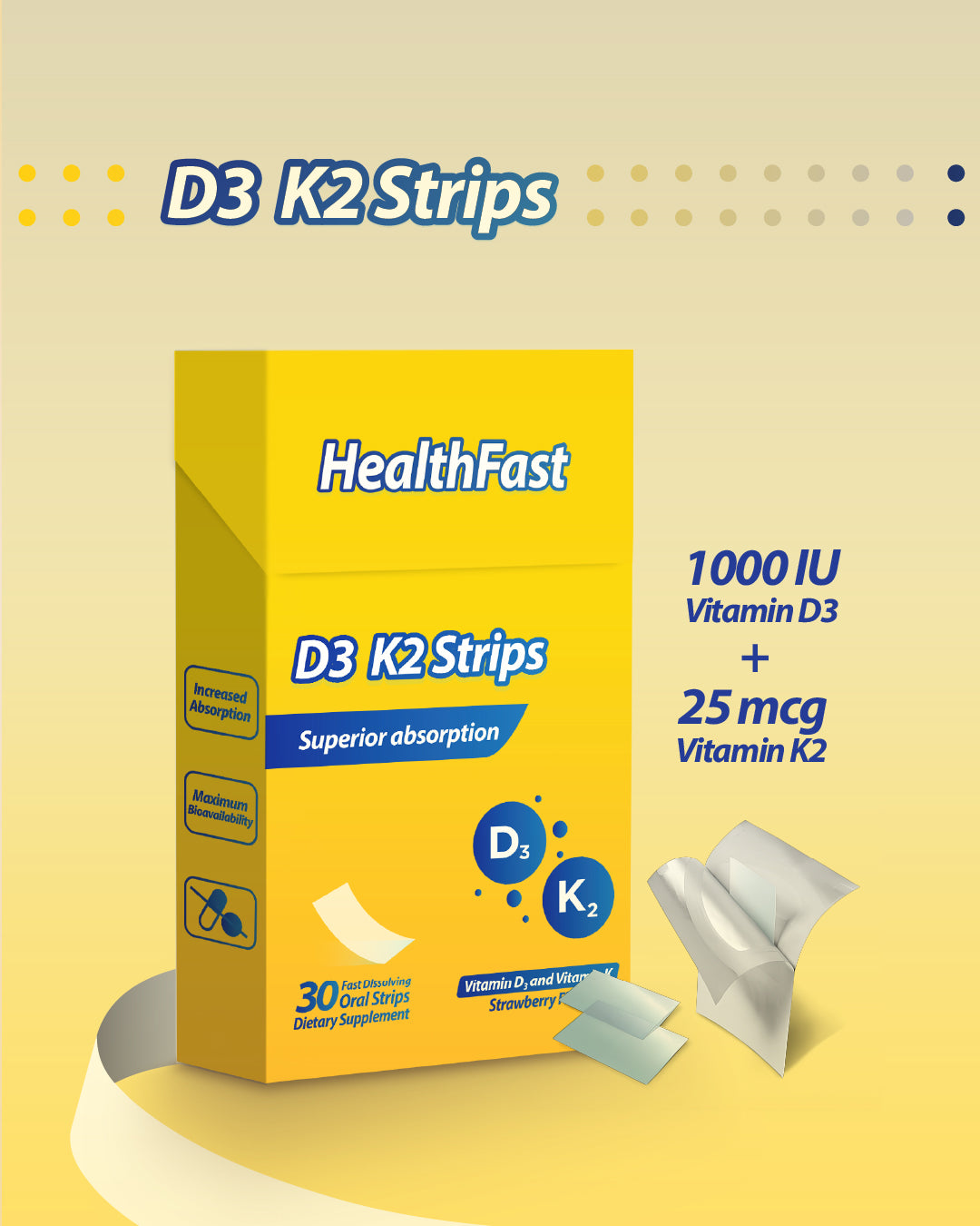 HealthFast D3 K2 Strips: Superior Absorption for Optimal Bone & Immune Health