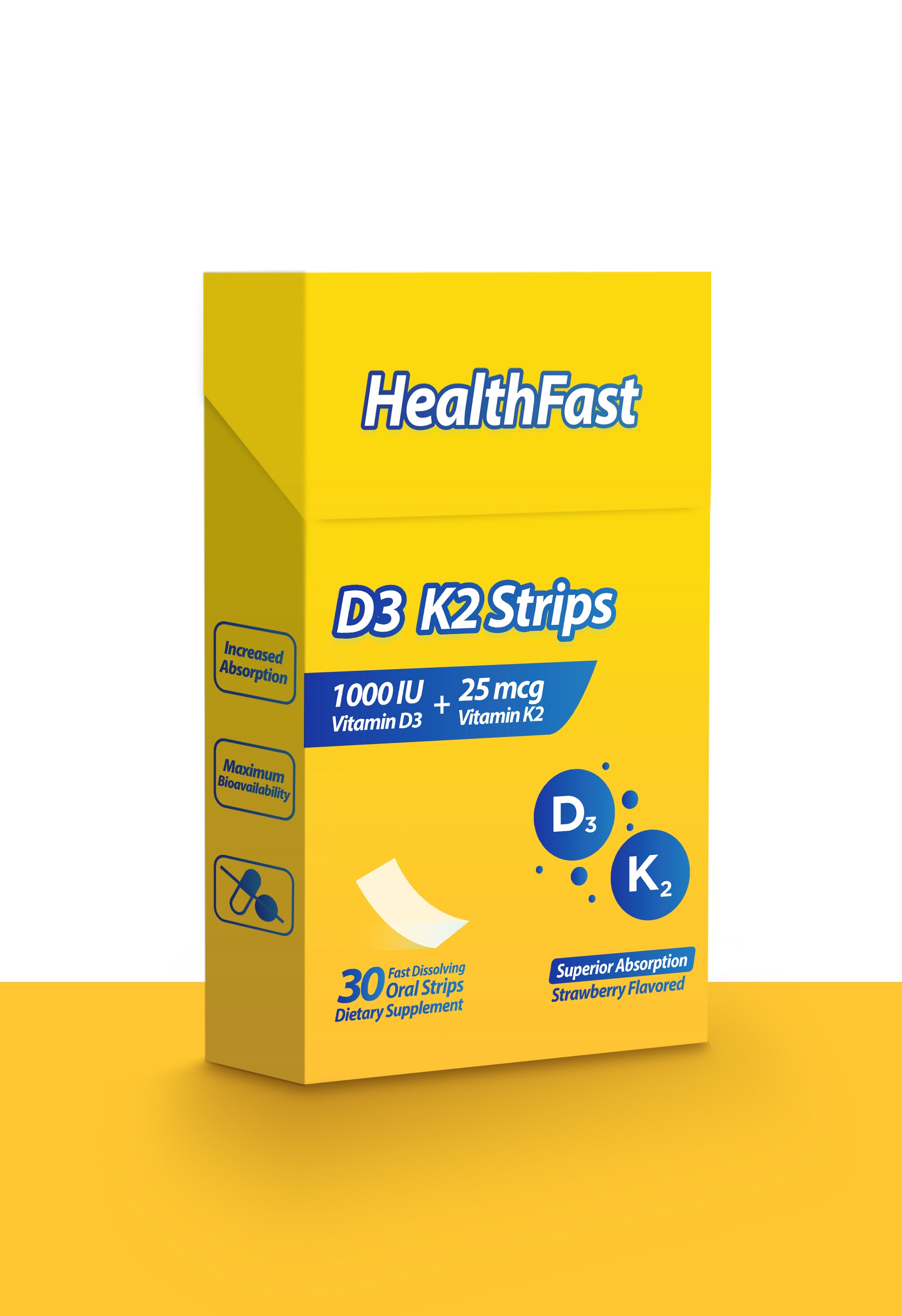 HealthFast ვიტამინი D3 ზოლები - 1000 სე