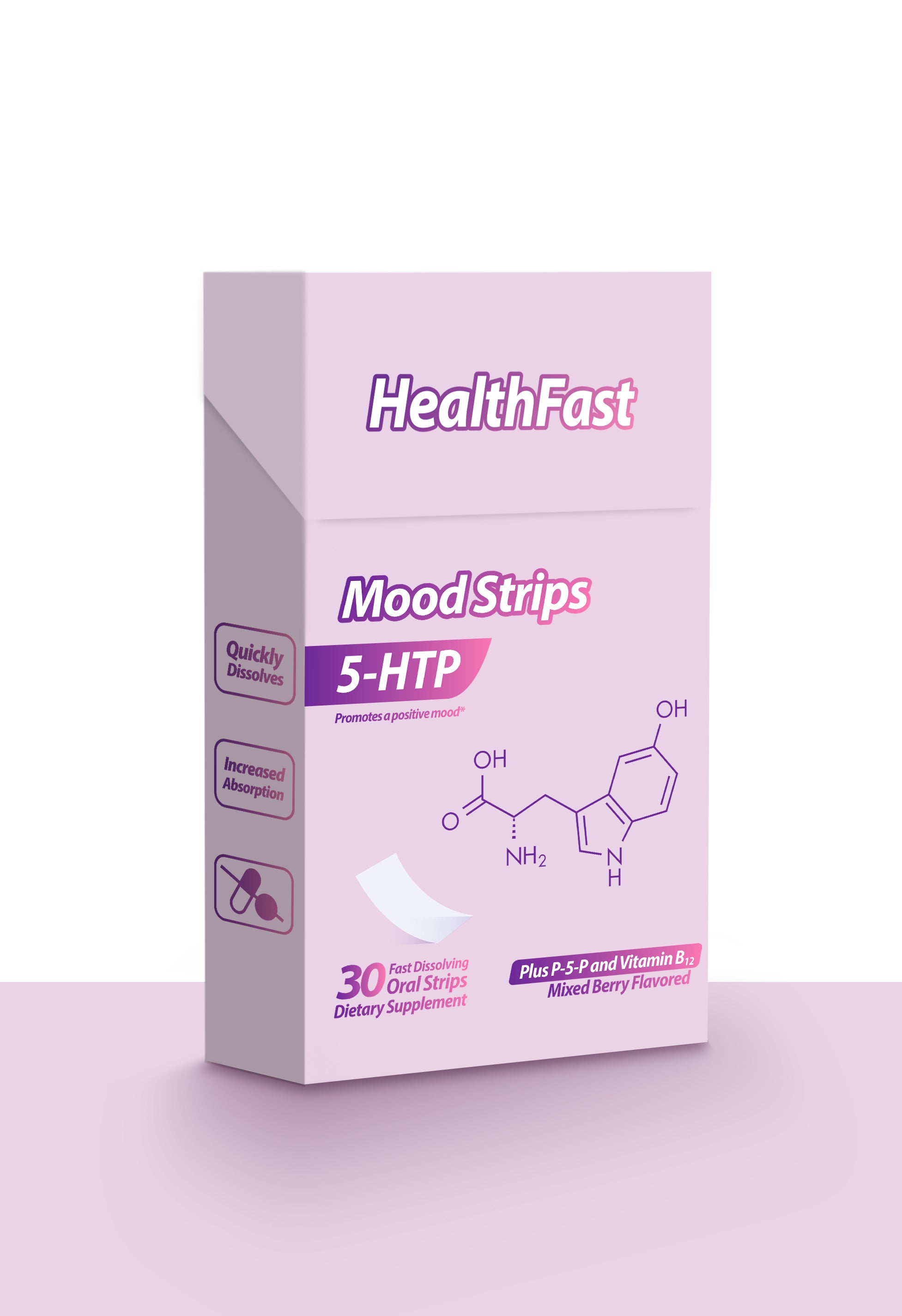 HealthFast-ის განწყობის ზოლები - 5-HTP პლუს P-5-P და ვიტამინი B6